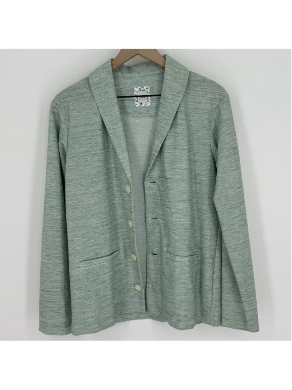 Takeo Kikuchi mint green linen-blend jacket or cardigan Shawl Collar 3 (medium)